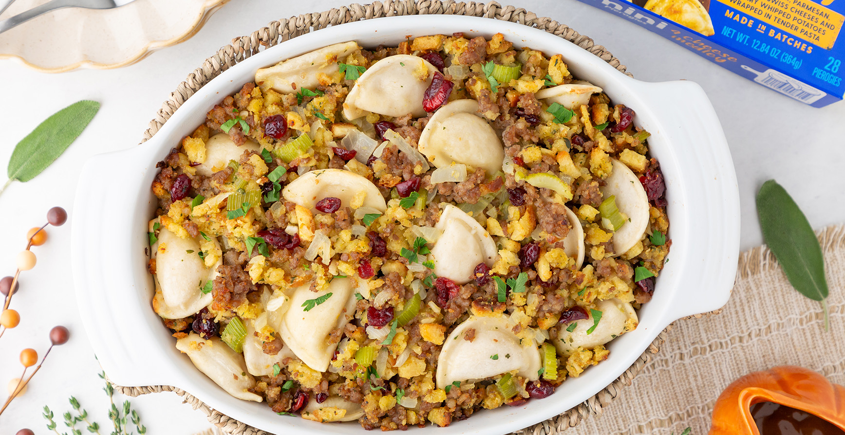 Mini Pierogy Sausage and Cranberry Stuffing