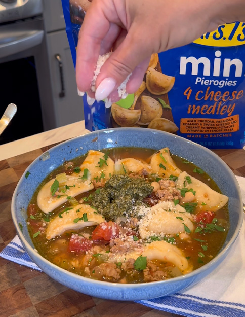 Sausage White Bean & Pierogy Soup