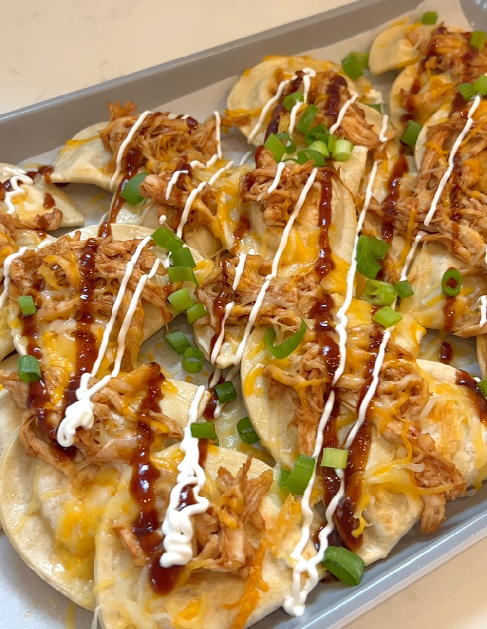 BBQ Chicken Pierogy Nachos