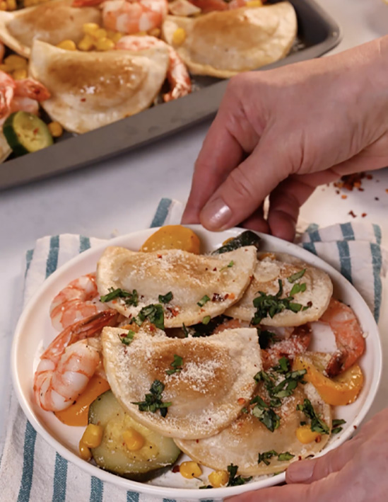 Sheet-Pan Pierogy Shrimp Scampi